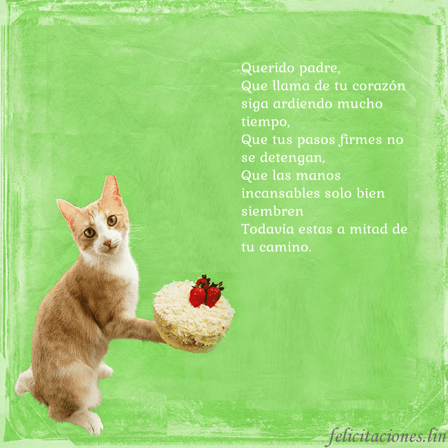 Tarjeta de cumpleaños con gato y pastel de cumpleaños Querido padre,
Que llama de tu corazón siga ardie Tarjeta de cumpleaños con gato y pastel de cumpleaños
