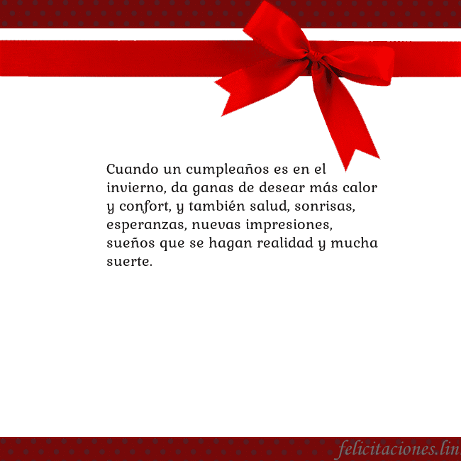 Tarjeta con cinta roja Cuando un cumpleaños es en el invierno, da ganas d Tarjeta con cinta roja