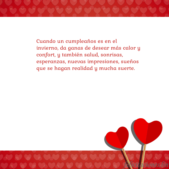 Tarjeta con corazones 2 Cuando un cumpleaños es en el invierno, da ganas d Tarjeta con corazones 2
