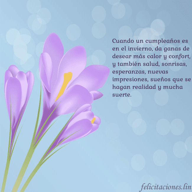 Tarjeta con crocus Cuando un cumpleaños es en el invierno, da ganas d Tarjeta con crocus