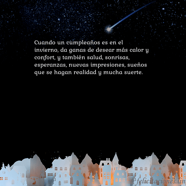 Tarjeta negra con un cometa Cuando un cumpleaños es en el invierno, da ganas d Tarjeta negra con un cometa