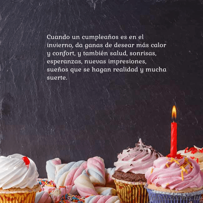 Tarjeta con muchos cupcakes y una vela Cuando un cumpleaños es en el invierno, da ganas d Tarjeta con muchos cupcakes y una vela