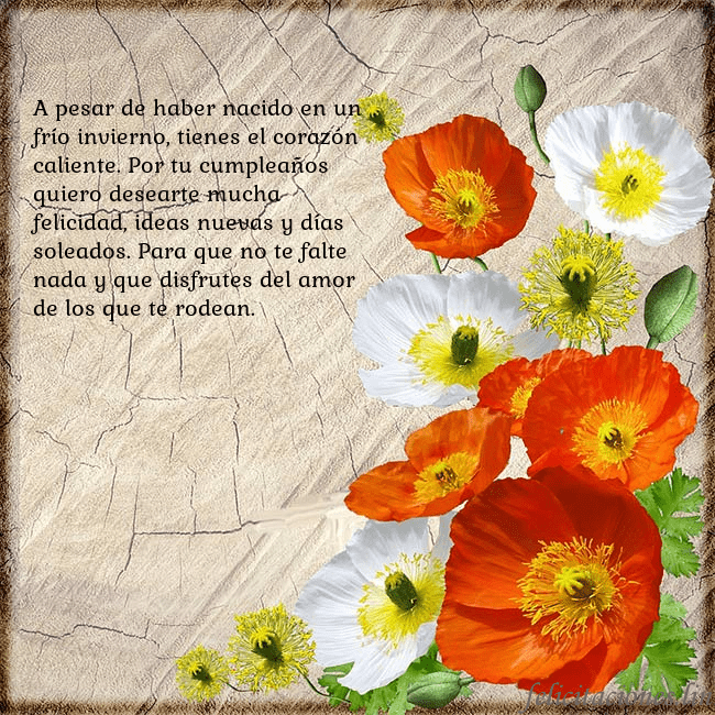 Tarjeta de cumpleaños con amapolas A pesar de haber nacido en un frío invierno, tiene Tarjeta de cumpleaños con amapolas