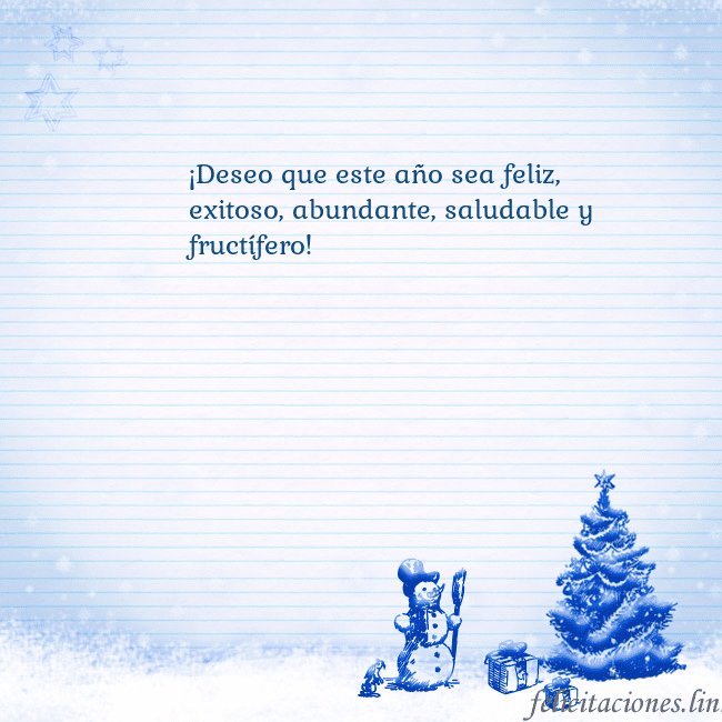 Tarjeta con un muñeco de nieve azul y un árbol de Navidad