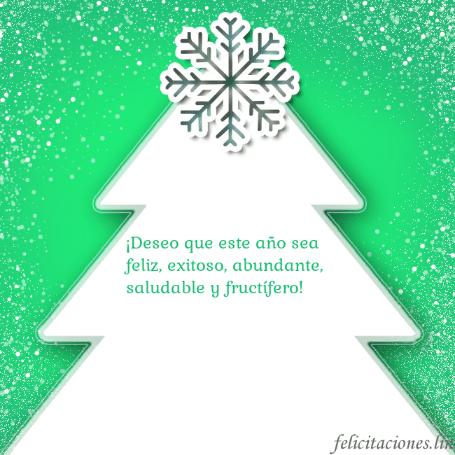 Tarjeta con un gran árbol de Navidad blanco sobre un fondo verde