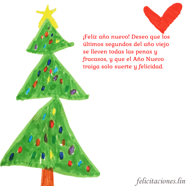 Tarjeta con un árbol de Navidad pintado y un corazón