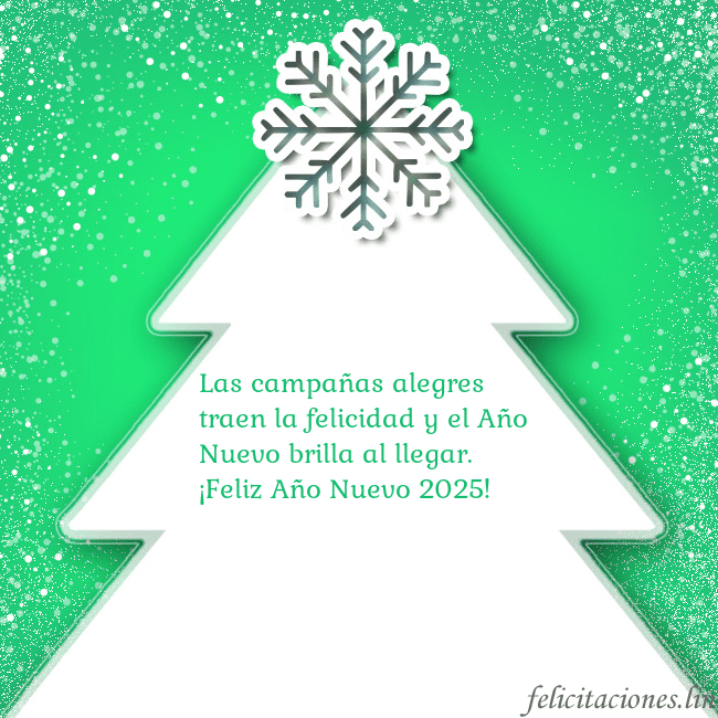 Tarjeta con un gran árbol de Navidad blanco sobre un fondo verde