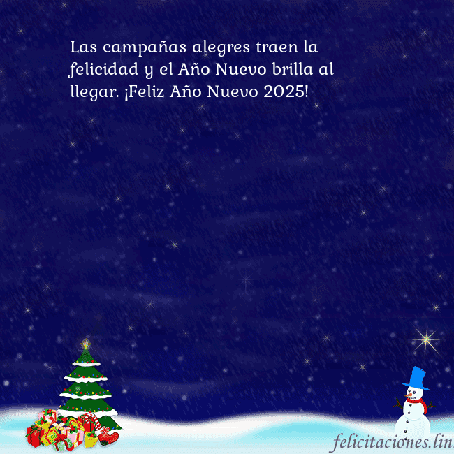 Tarjeta de felicitación con un muñeco de nieve, un árbol de Navidad y regalos