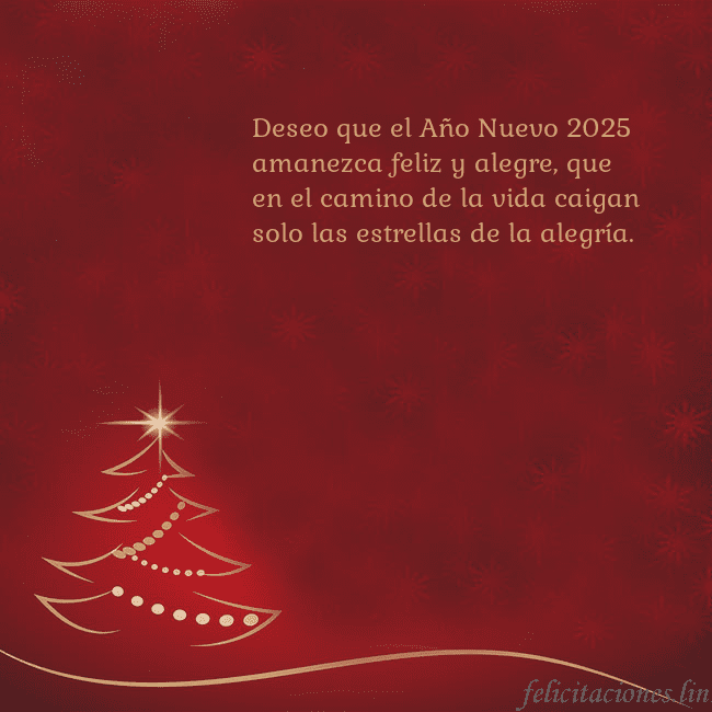 Tarjeta de Navidad roja con árbol de Navidad dorado