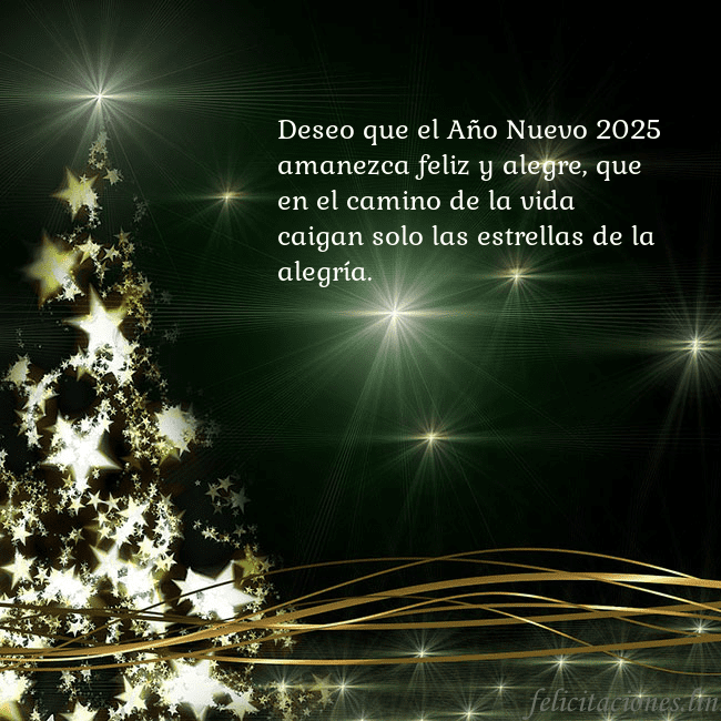 Tarjeta de Navidad verde con árbol dorado brillante