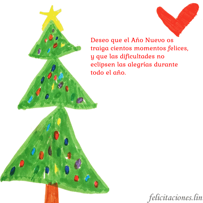 Tarjeta con un árbol de Navidad pintado y un corazón