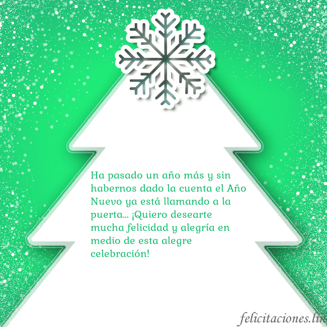 Tarjeta con un gran árbol de Navidad blanco sobre un fondo verde