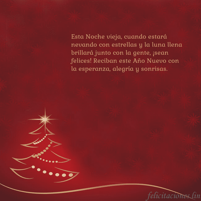 Tarjeta de Navidad roja con árbol de Navidad dorado