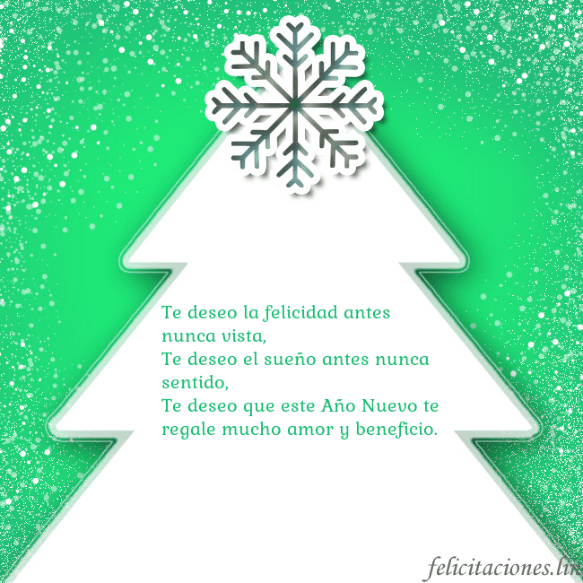 Tarjeta con un gran árbol de Navidad blanco sobre un fondo verde