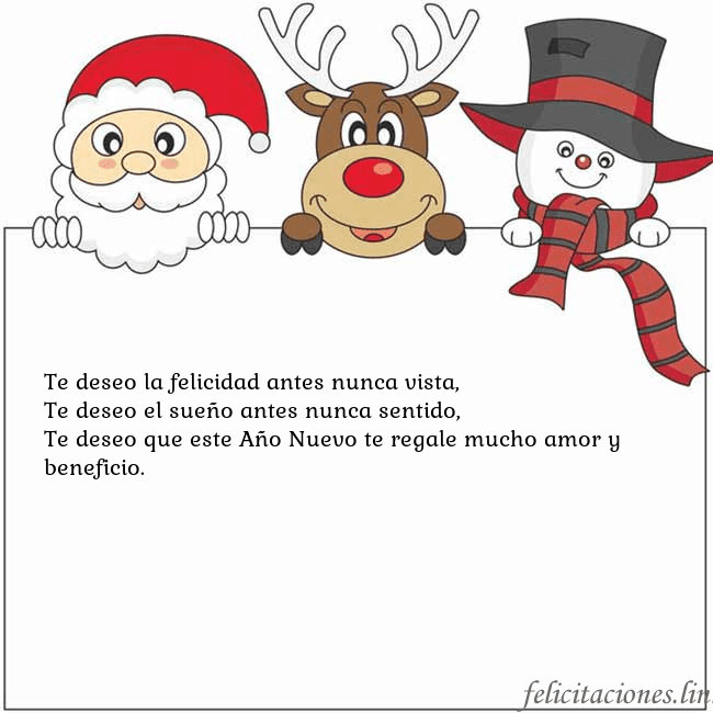 Tarjeta con santa claus, ciervos y monigote de nieve