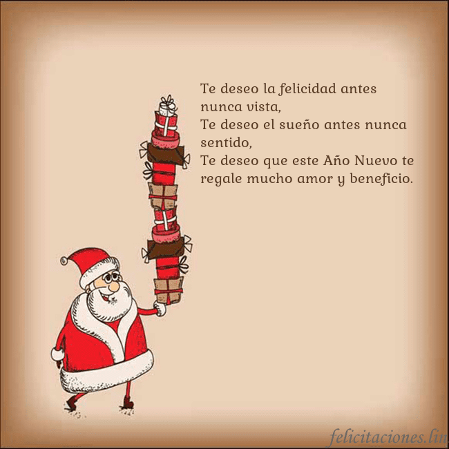 Tarjeta con Papá Noel y regalos