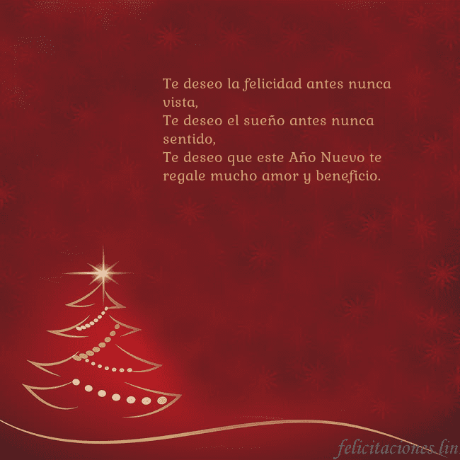 Tarjeta de Navidad roja con árbol de Navidad dorado