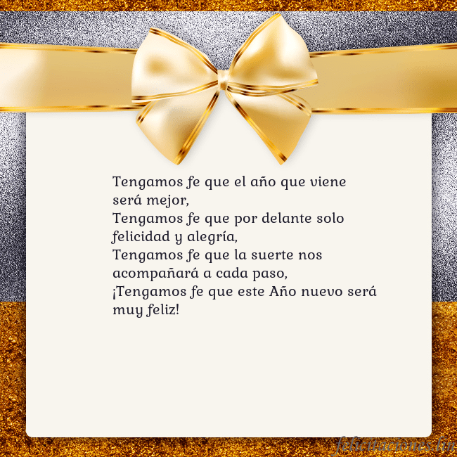 Tarjeta con una gran cinta dorada Tengamos fe que el año que viene será mejor,
Tenga Tarjeta con una gran cinta dorada