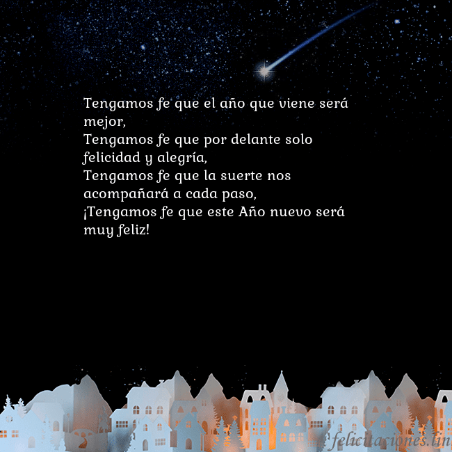 Tarjeta negra con un cometa Tengamos fe que el año que viene será mejor,
Tenga Tarjeta negra con un cometa