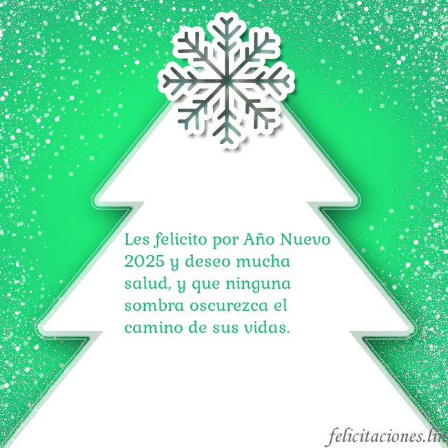 Tarjeta con un gran árbol de Navidad blanco sobre un fondo verde