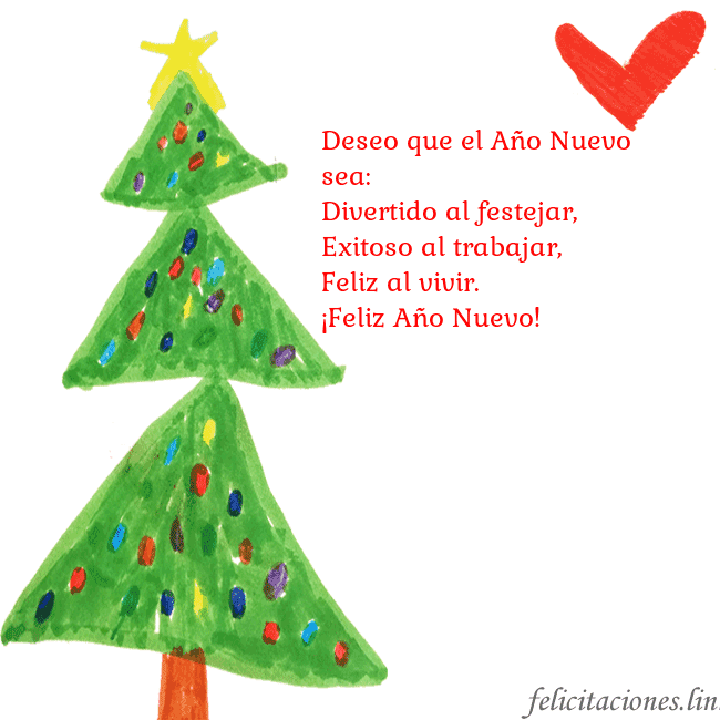 Tarjeta con un árbol de Navidad pintado y un corazón