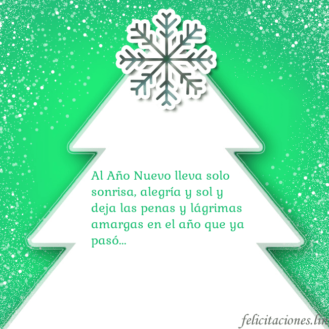 Tarjeta con un gran árbol de Navidad blanco sobre un fondo verde