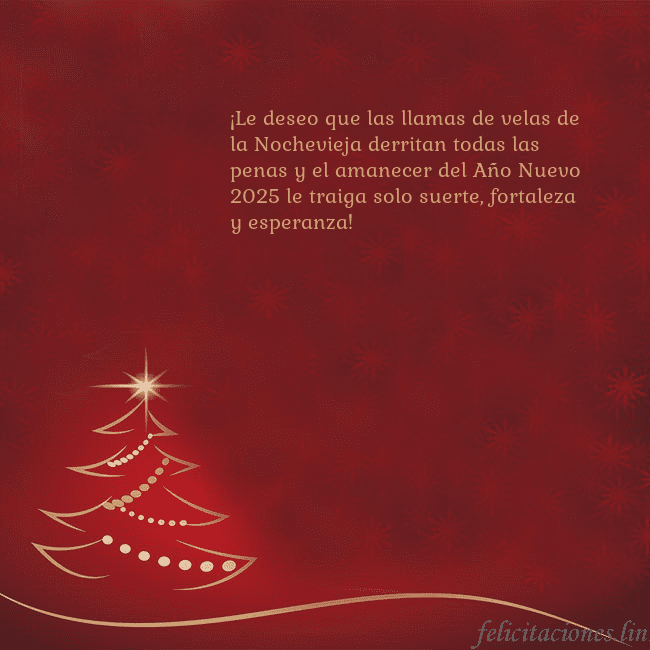 Tarjeta de Navidad roja con árbol de Navidad dorado