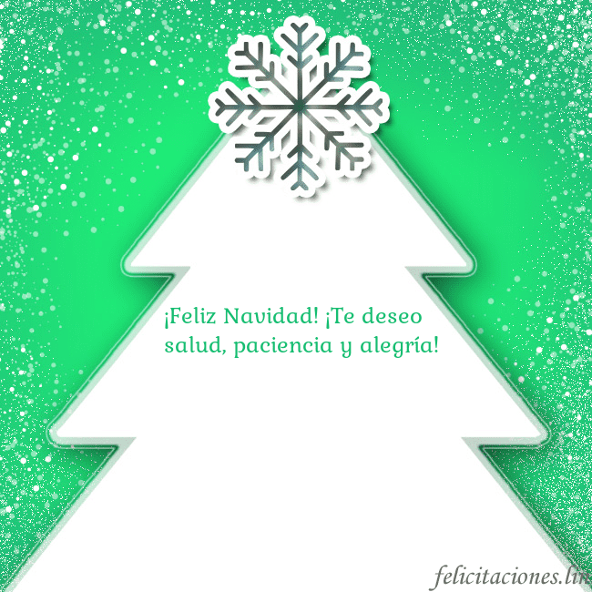 Tarjeta con un gran árbol de Navidad blanco sobre un fondo verde