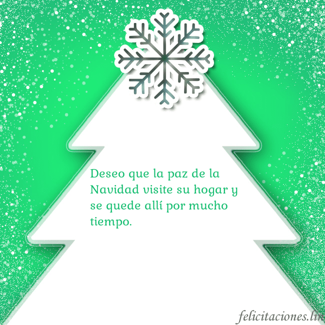 Tarjeta con un gran árbol de Navidad blanco sobre un fondo verde