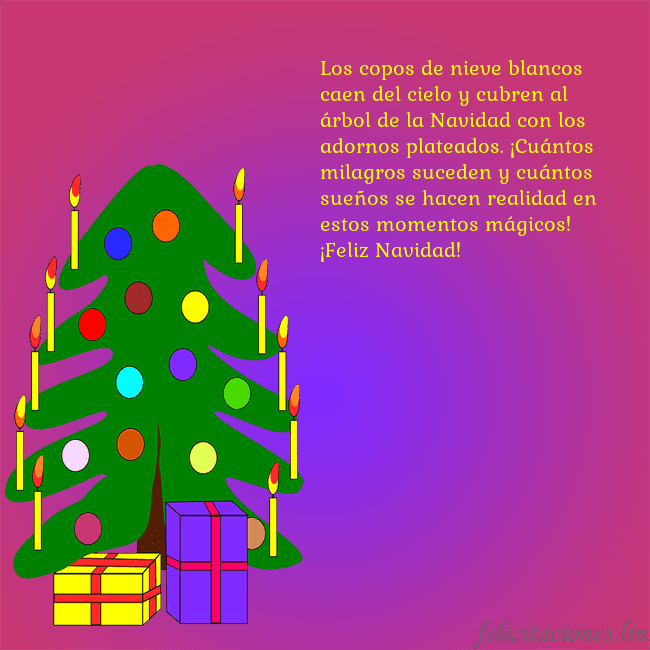 Tarjeta de felicitación brillante con un árbol de Navidad pintado Los copos de nieve blancos caen del cielo y cubren Tarjeta de felicitación brillante con un árbol de Navidad pintado