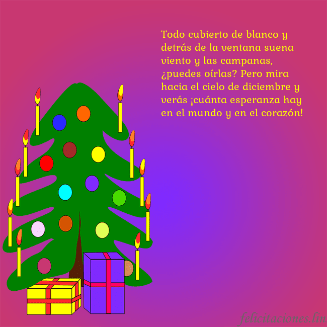 Tarjeta de felicitación brillante con un árbol de Navidad pintado