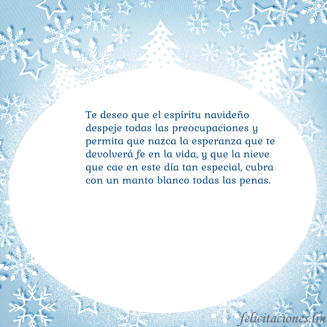 Tarjeta con abetos y copos de nieve Te deseo que el espíritu navideño despeje todas la Tarjeta con abetos y copos de nieve
