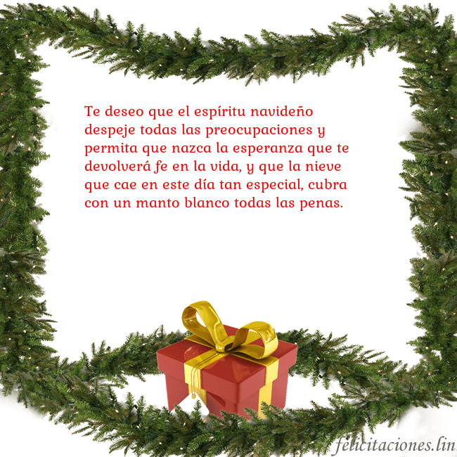 Tarjeta con ramas de abeto y regalo