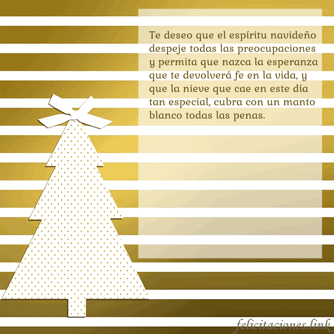 Tarjeta de felicitación de árbol de Navidad dorado brillante Te deseo que el espíritu navideño despeje todas la Tarjeta de felicitación de árbol de Navidad dorado brillante