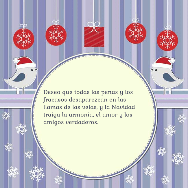 Tarjeta con pájaros navideños