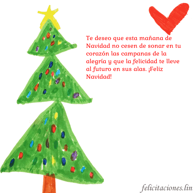 Tarjeta con un árbol de Navidad pintado y un corazón