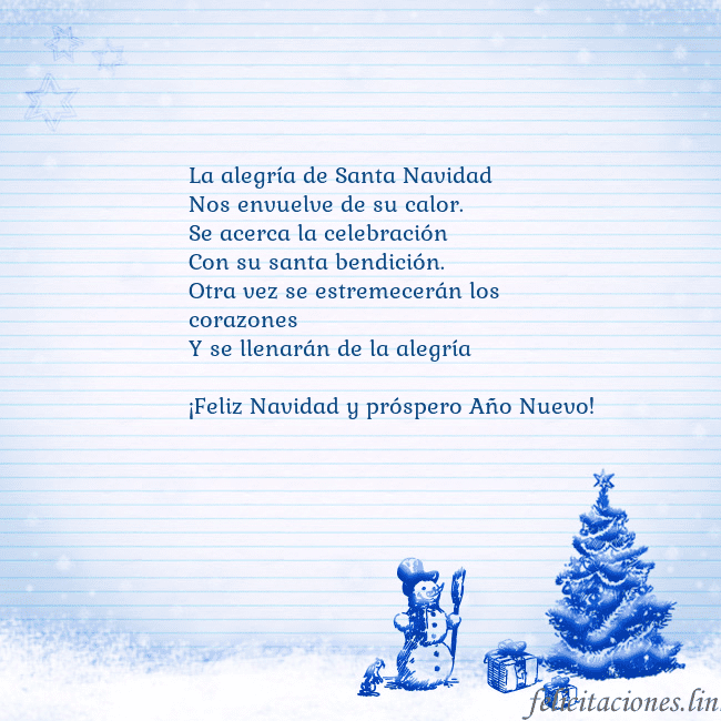 Tarjeta con un muñeco de nieve azul y un árbol de Navidad La alegría de Santa Navidad
Nos envuelve de su ca Tarjeta con un muñeco de nieve azul y un árbol de Navidad