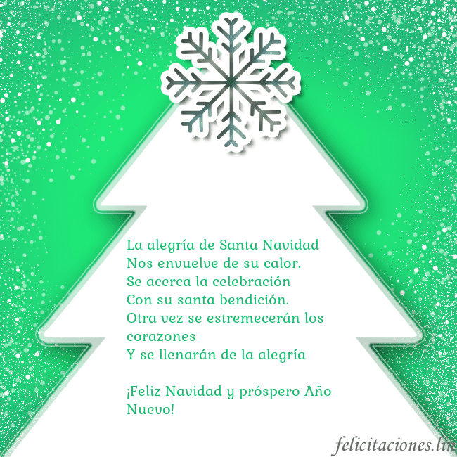 Tarjeta con un gran árbol de Navidad blanco sobre un fondo verde La alegría de Santa Navidad
Nos envuelve de su ca Tarjeta con un gran árbol de Navidad blanco sobre un fondo verde