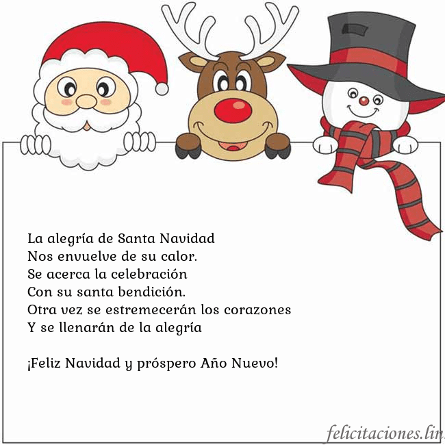 Tarjeta con santa claus, ciervos y monigote de nieve