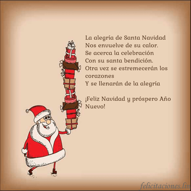 Tarjeta con Papá Noel y regalos