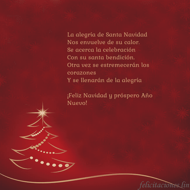 Tarjeta de Navidad roja con árbol de Navidad dorado