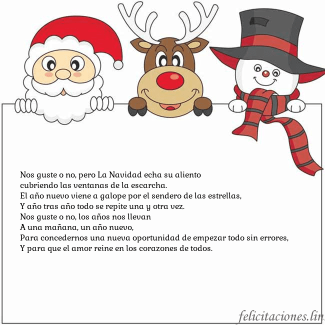 Tarjeta con santa claus, ciervos y monigote de nieve