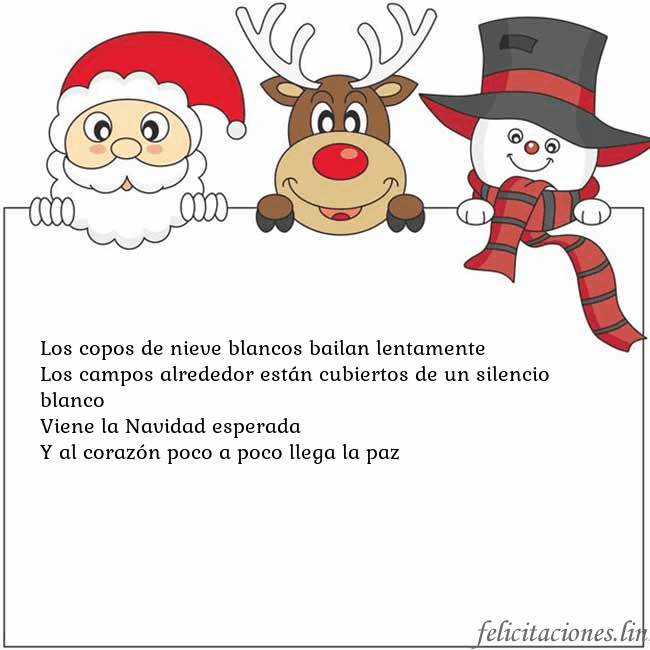 Tarjeta con santa claus, ciervos y monigote de nieve