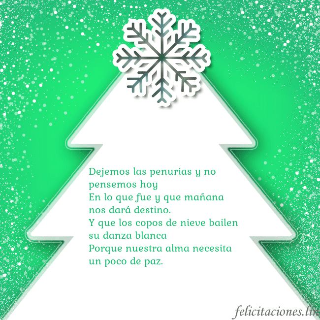 Tarjeta con un gran árbol de Navidad blanco sobre un fondo verde