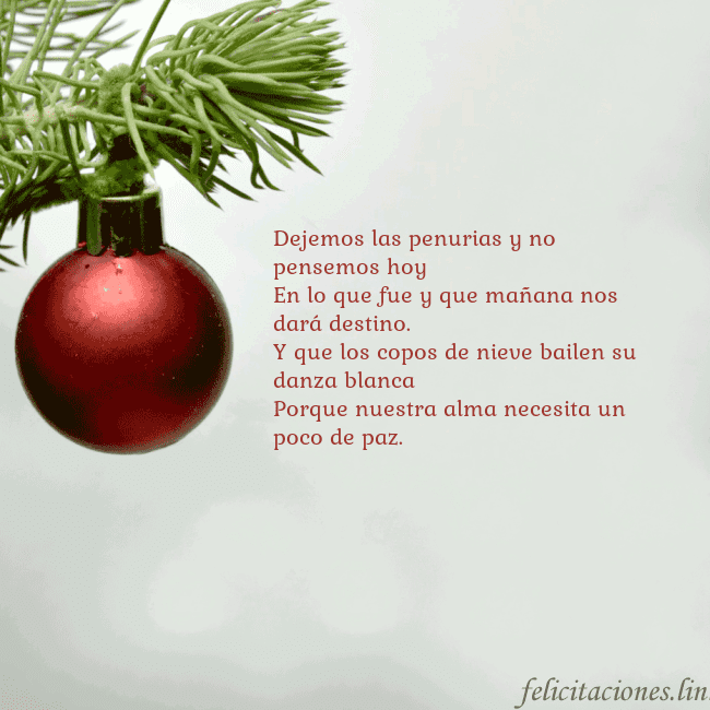 Tarjeta de felicitación con un juguete de árbol de Navidad rojo Dejemos las penurias y no pensemos hoy
En lo que f Tarjeta de felicitación con un juguete de árbol de Navidad rojo
