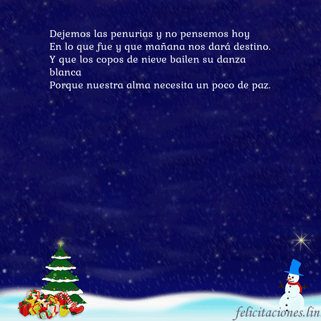 Tarjeta de felicitación con un muñeco de nieve, un árbol de Navidad y regalos Dejemos las penurias y no pensemos hoy
En lo que f Tarjeta de felicitación con un muñeco de nieve, un árbol de Navidad y regalos