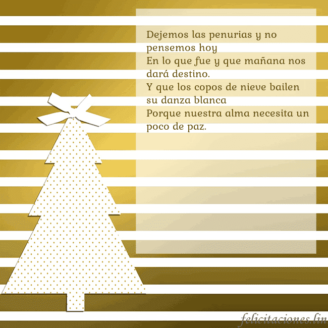 Tarjeta de felicitación de árbol de Navidad dorado brillante Dejemos las penurias y no pensemos hoy
En lo que f Tarjeta de felicitación de árbol de Navidad dorado brillante