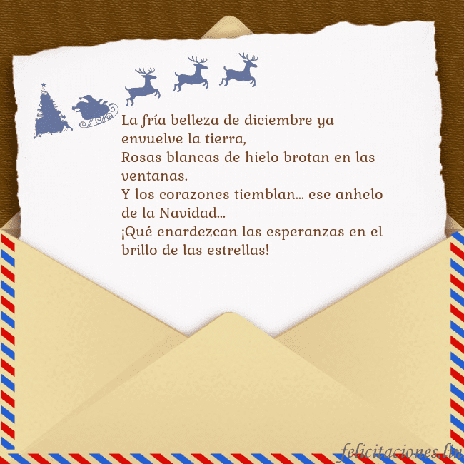 Tarjeta con sobre y ciervo La fría belleza de diciembre ya envuelve la tierra Tarjeta con sobre y ciervo