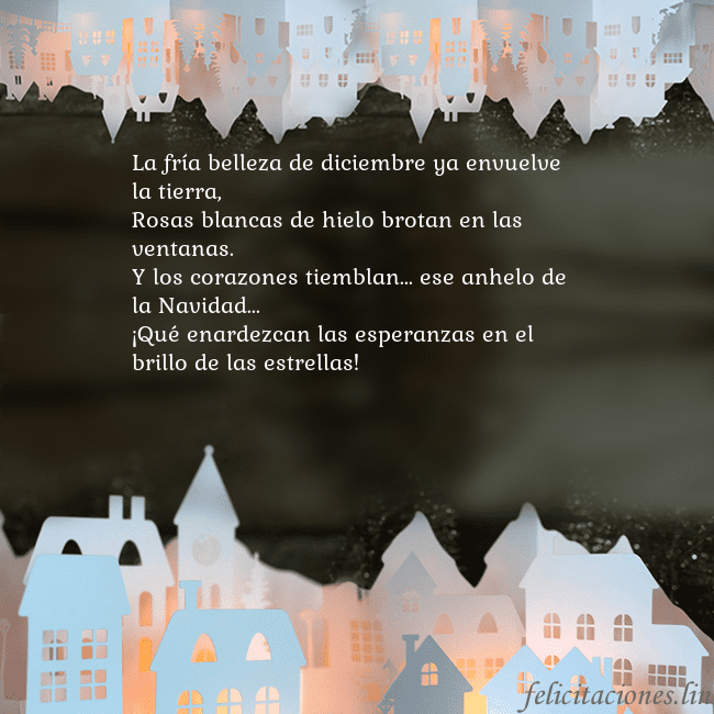 Tarjeta con una ciudad resplandeciente La fría belleza de diciembre ya envuelve la tierra Tarjeta con una ciudad resplandeciente