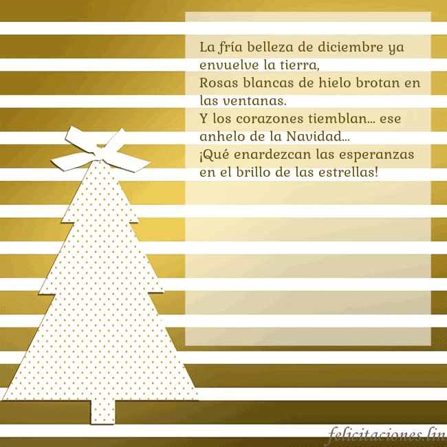 Tarjeta de felicitación de árbol de Navidad dorado brillante La fría belleza de diciembre ya envuelve la tierra Tarjeta de felicitación de árbol de Navidad dorado brillante